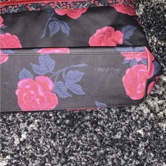 Matilda Jane Heart Strings Tote Bag Black Red Rose Floral Velour Ribbon Accents - Picture 5 of 5